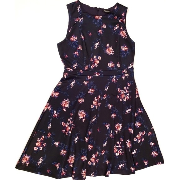 Roz & Ali Dresses & Skirts - Women's Size 8 Roz & Ali Sleeveless Navy Blue Floral A Line Dress Cottage Core